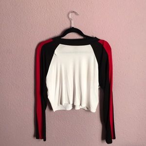Red black and white crop top